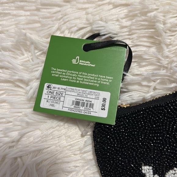 Kate Spade New York x Target Champagne and French Fries Black Beaded Clutch - Picture 7 of 11